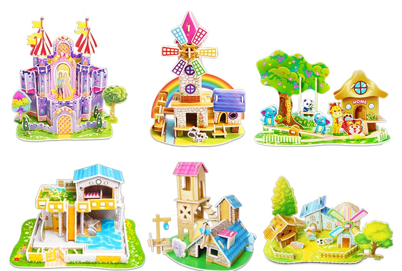 3D Stereo Puzzle Children′s Puzzle Toys DIY Handmade Paper House Model for Boys and Girls Aged 3-6-8 in Kindergartens