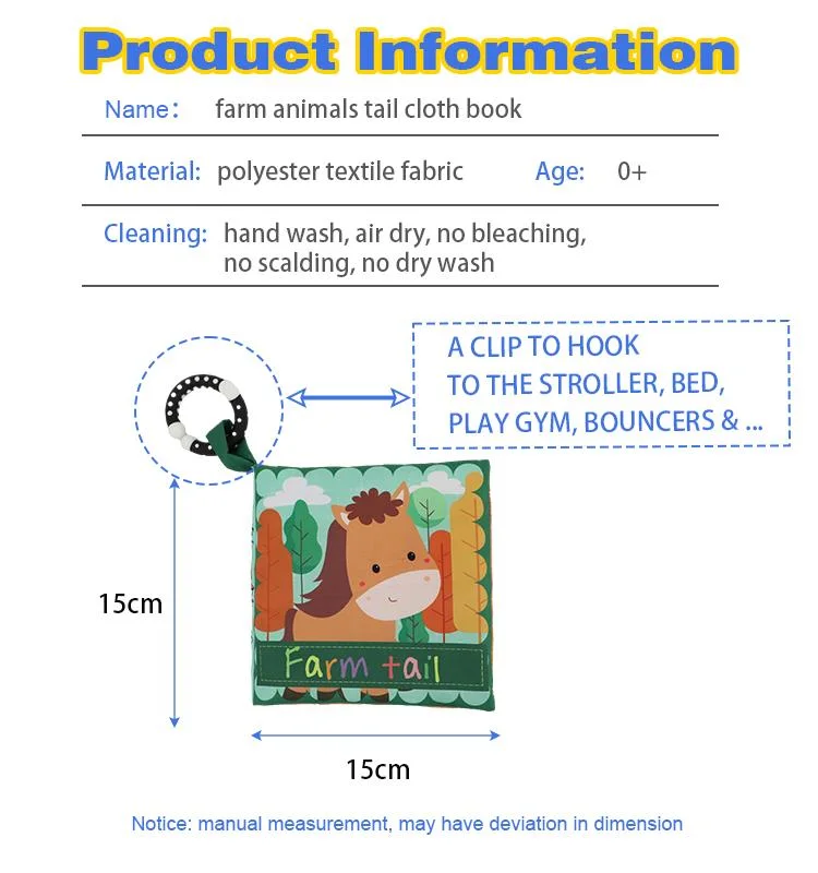 Animal Tails Educational Learning Cloth Books Washable Soft Quiet Story Book Other Educational Toys